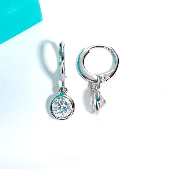 Classic DColor Moissanite2cctw Hoop Earrings 18KGold Plated 925SterliS-Certified - Picture 5 of 10